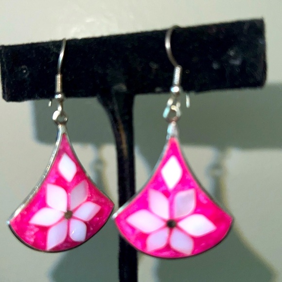 Vintage Mexican Alpaca Earring and Barrette Set - Picture 2 of 8